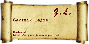 Garzsik Lajos névjegykártya